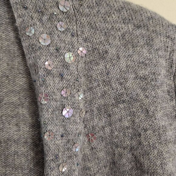 Cynthia Rowley Gray Open Front Asymmetric Cashmere Cardigan Sweater Size S - Picture 4 of 6